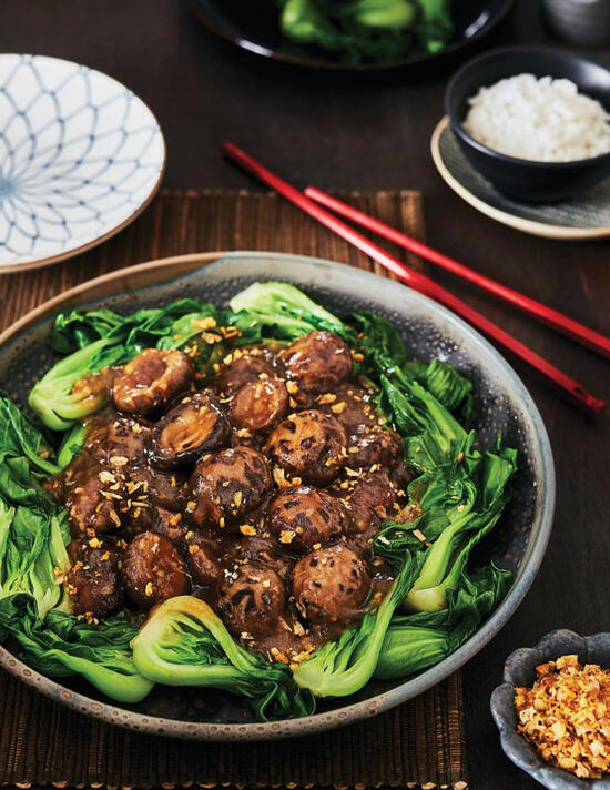 Braised Mushrooms and Bok Choy